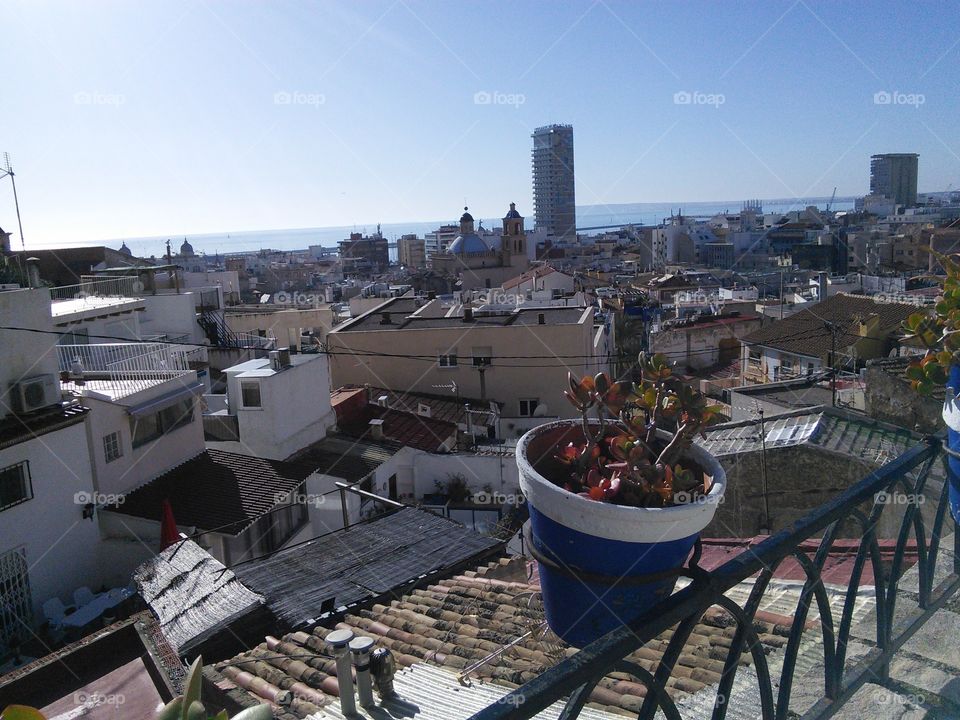 Barrio Santa Cruz,  Alicante, Spain. View from a terrace.