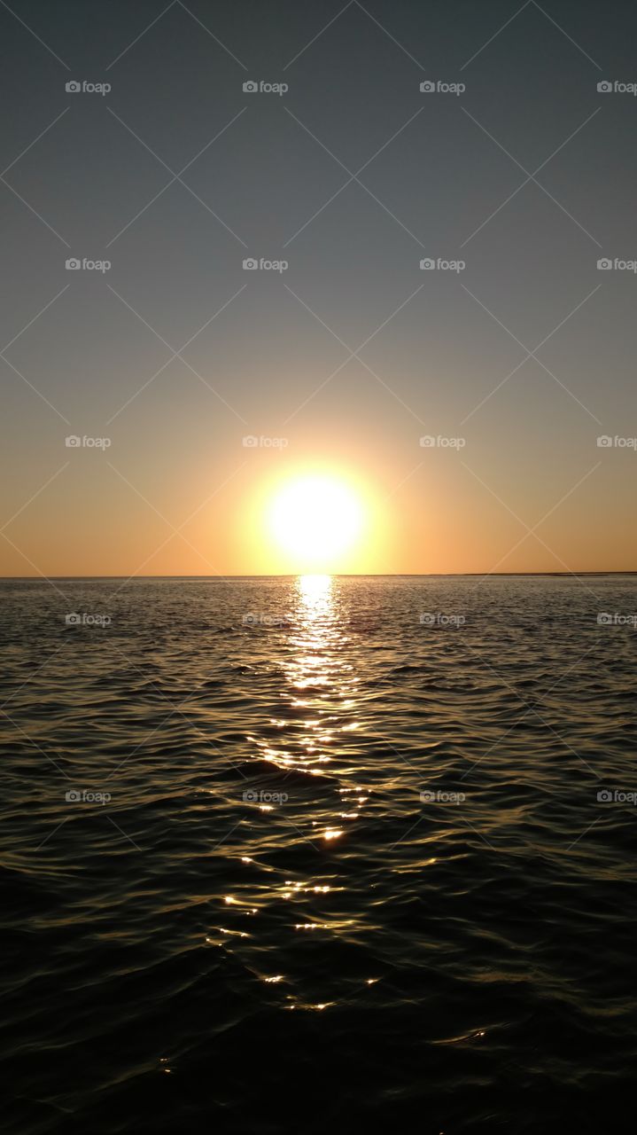 Sunset, Sun, Water, Dawn, Sea