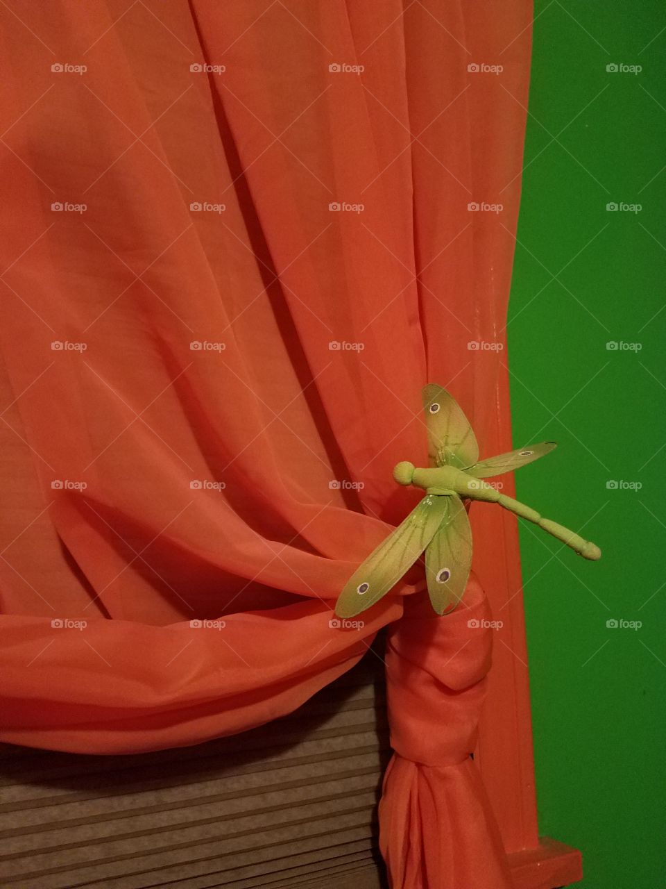 orange curtain