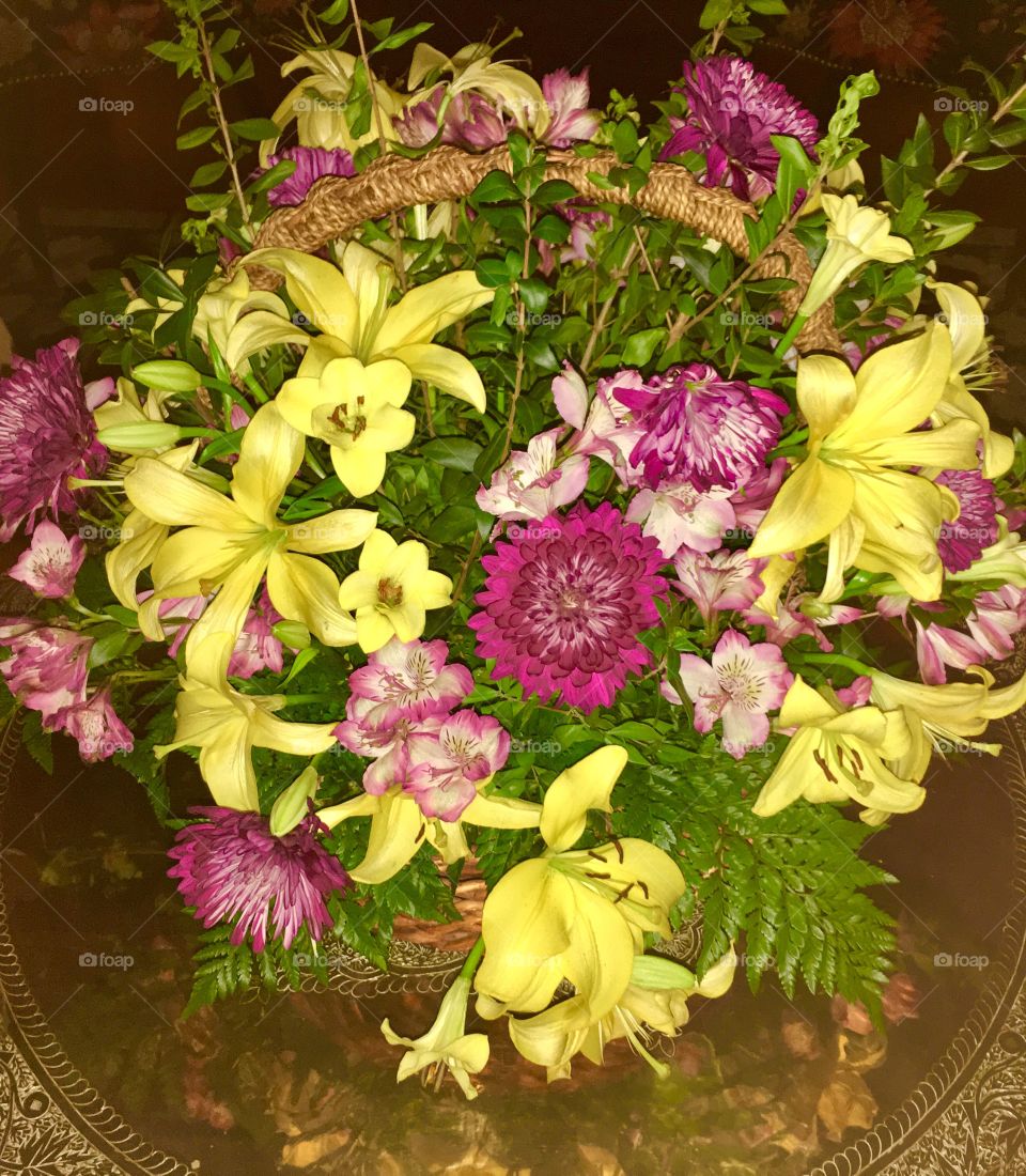 Big Basket of Pink and Yellow