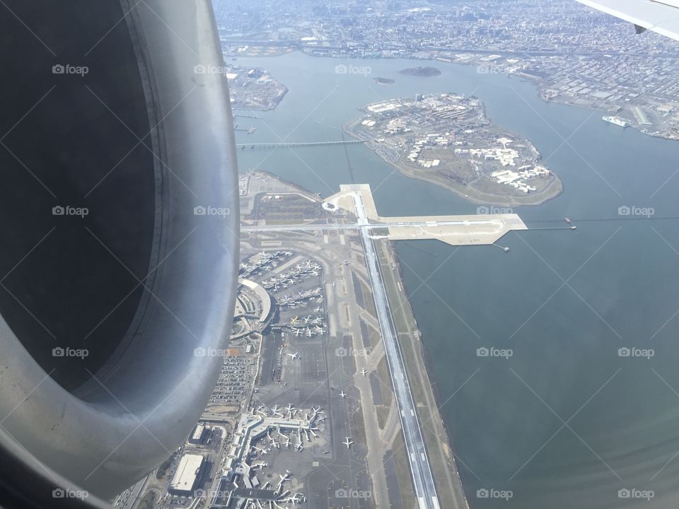 LaGuardia Airport, NYC, on approach for landing