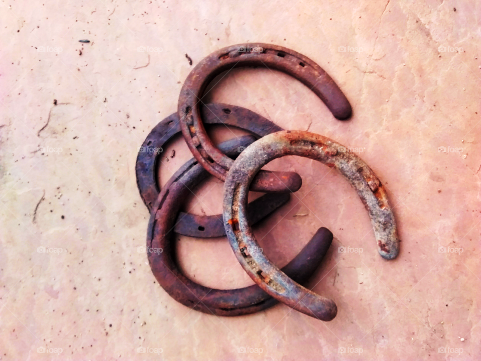 Rusted old horseshoes