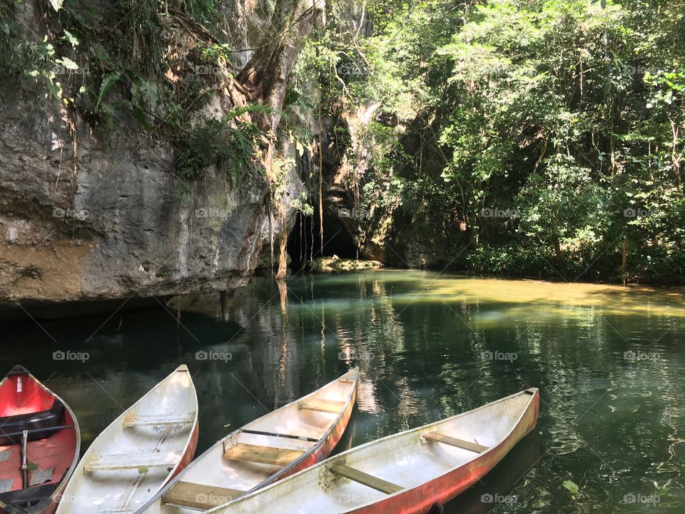Canoes on Barton Creek, Belize 