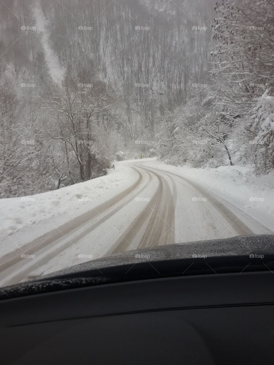 Winter road covered with snow