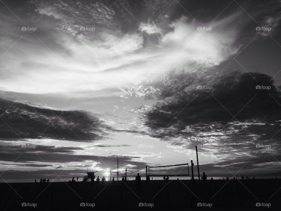 Moody beach clouds