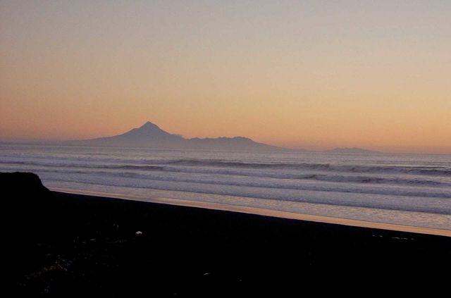 mountain across the ocean
