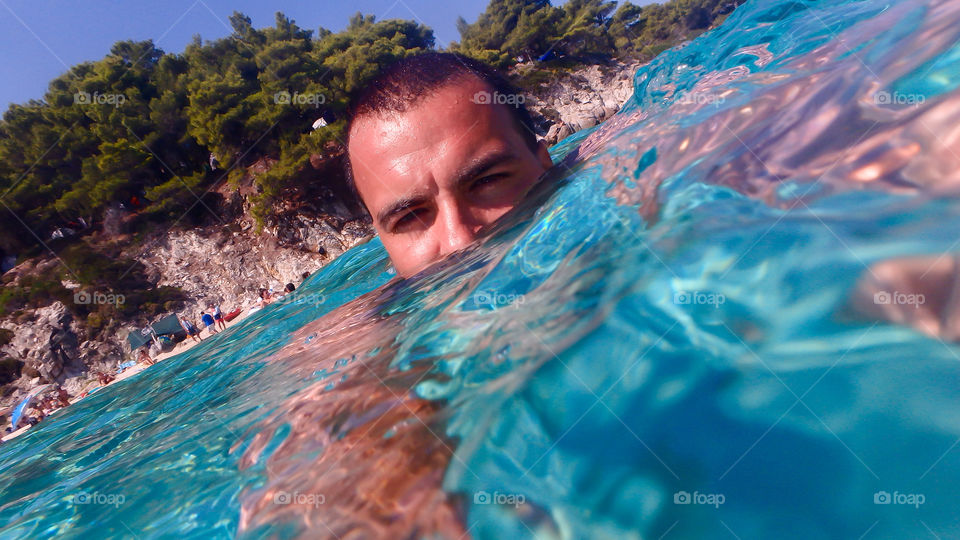 Man bathing in the sea