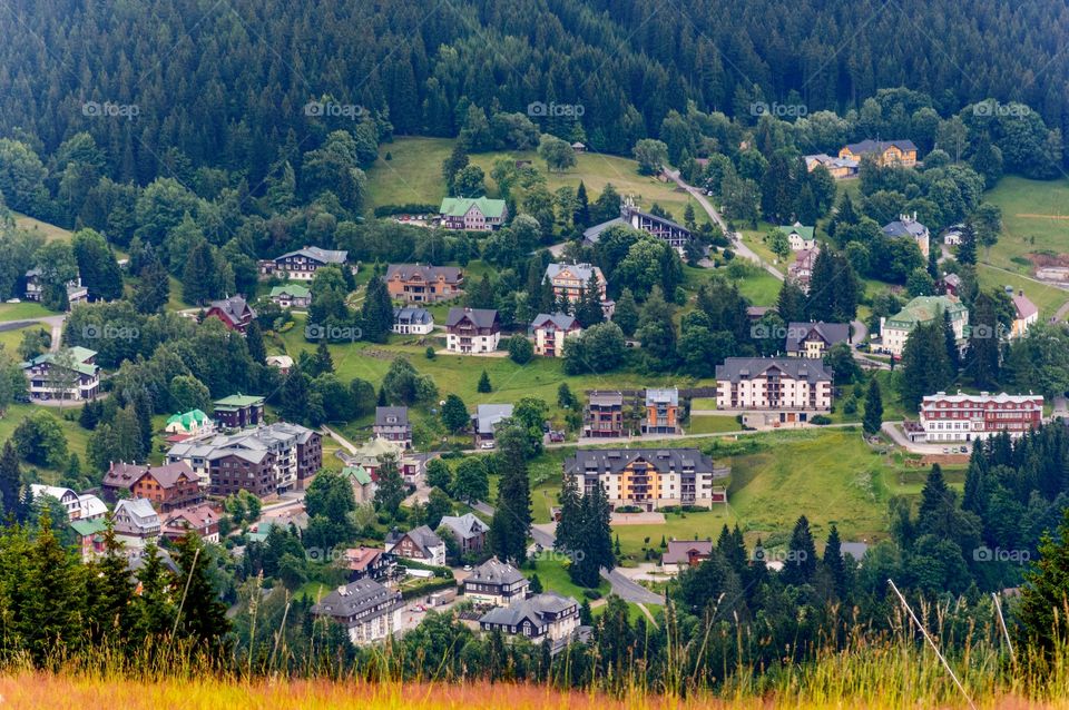 Czech town at mountains