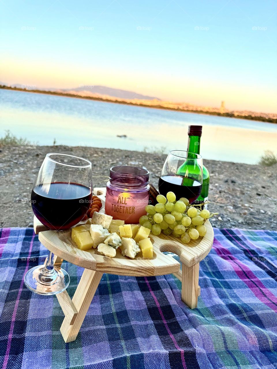 Romantic evening on the seashore.