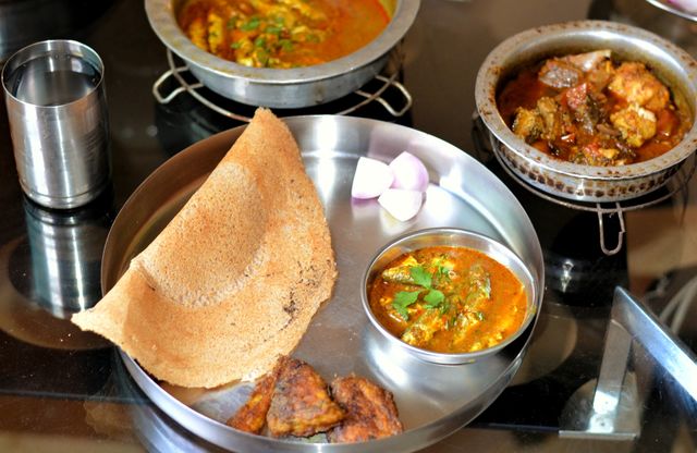 High angle view of Indian food