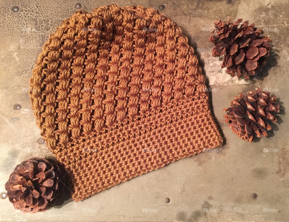Crochet brown beanie 