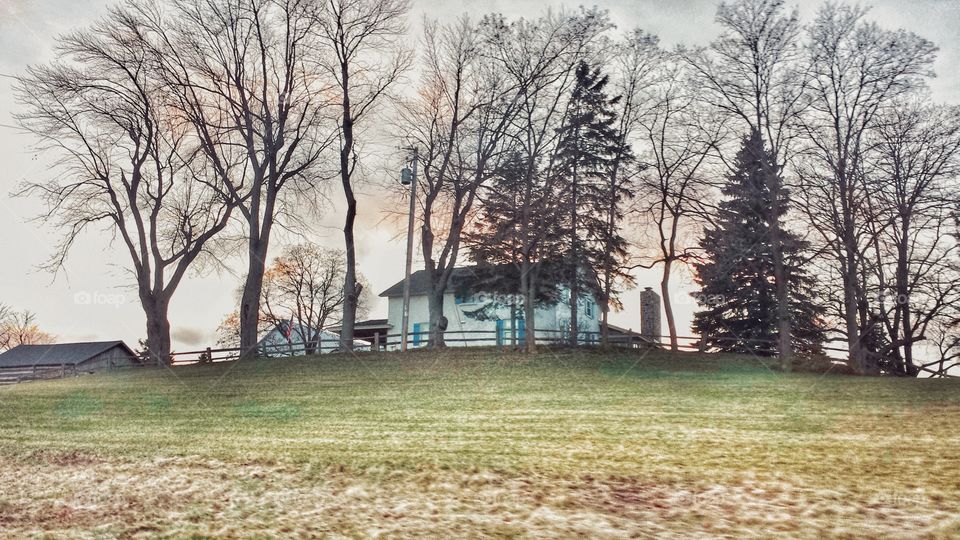 Farmhouse at Sunset