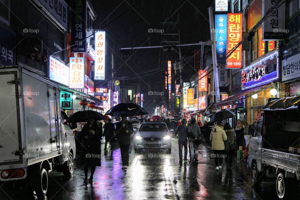 Rainy day in Seoul , Korea 