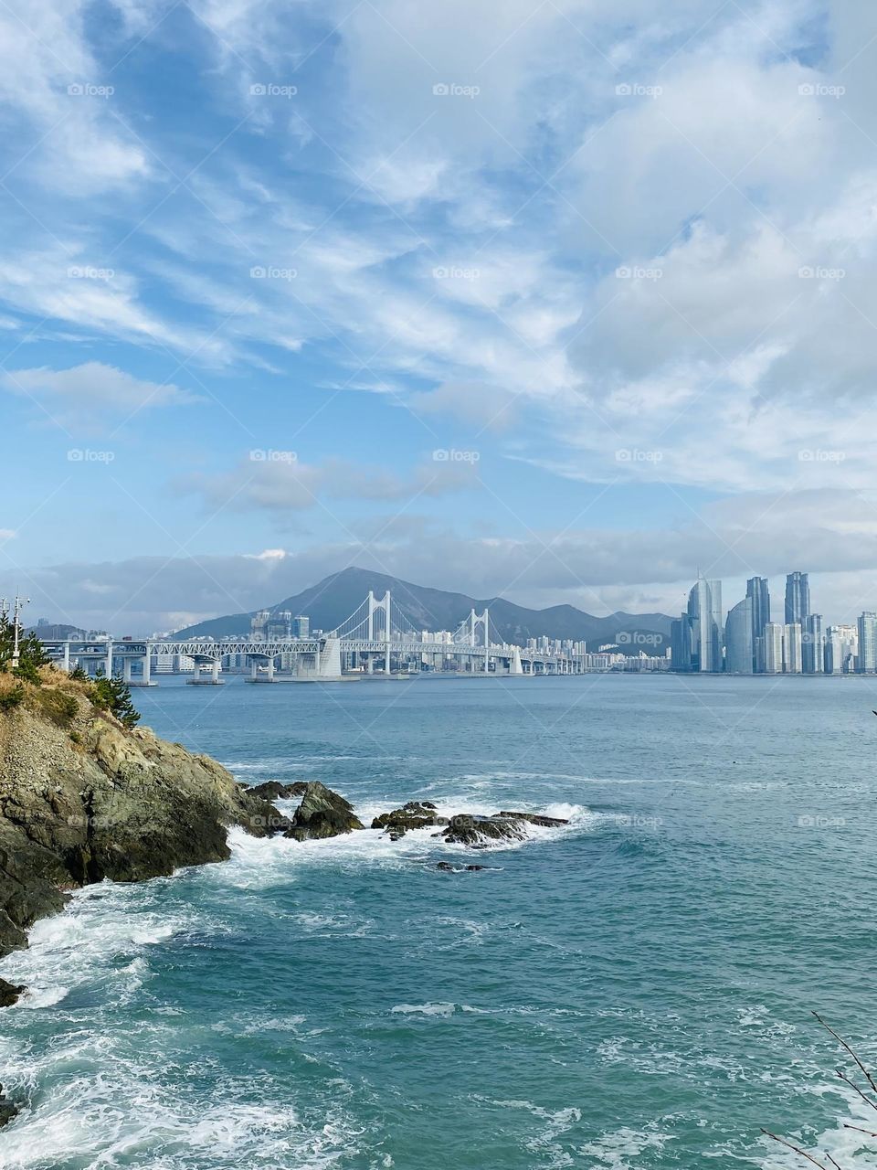 Beautiful day city landscape in Busan, South Korea 