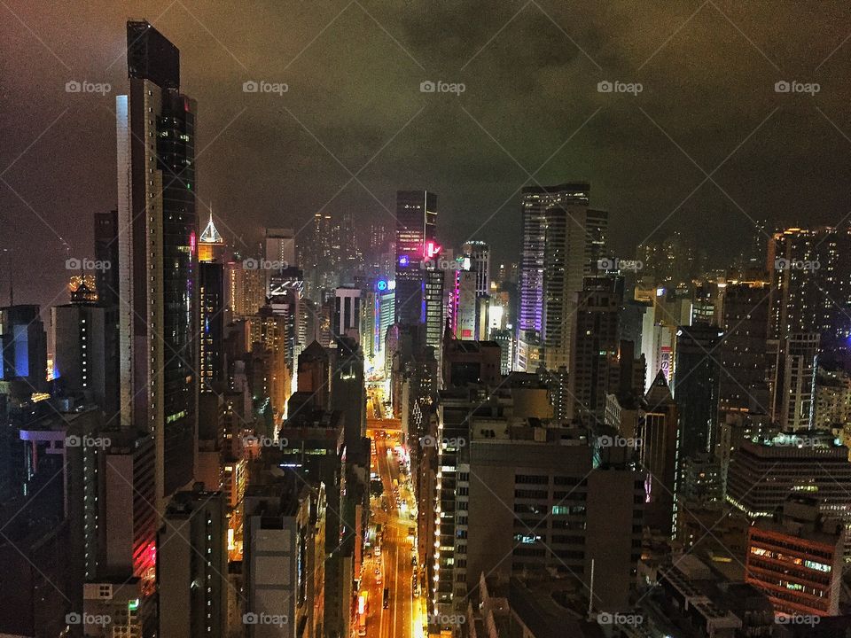 High angle view of hong kong city