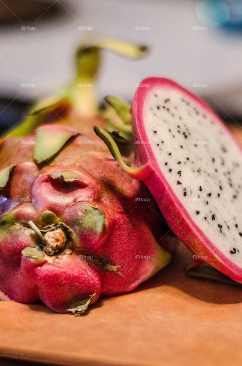 Close-up of dragon fruits