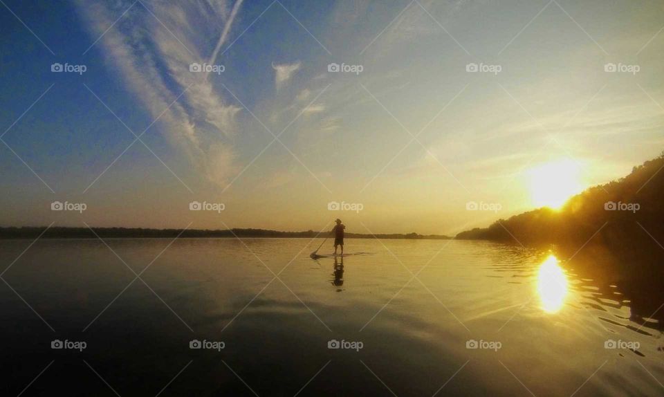 Sunset paddle. paddle boarding on Potomac river