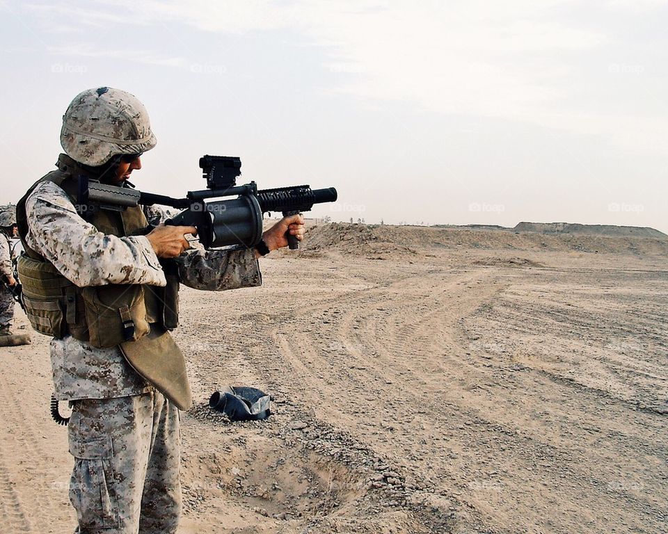 Marine shooting grenade launcher