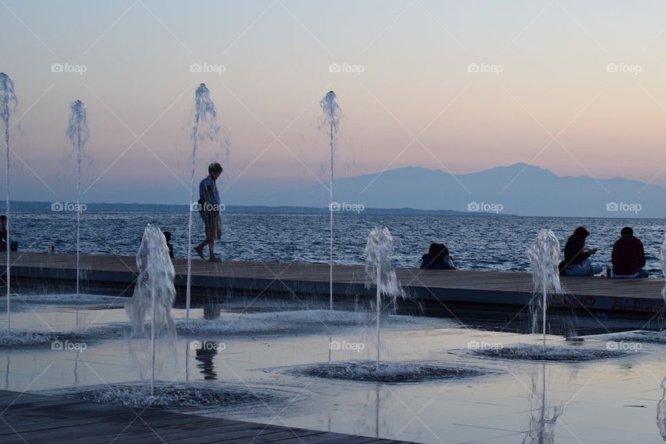 Decorative fountains along the waterfront in Thessaloniki 