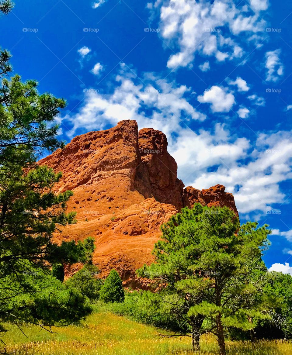 Rock formation at Garden of the Gods in Colorado Springs, Colorado. great place for hiking, rock climbing, and biking. There are so many different trail options.