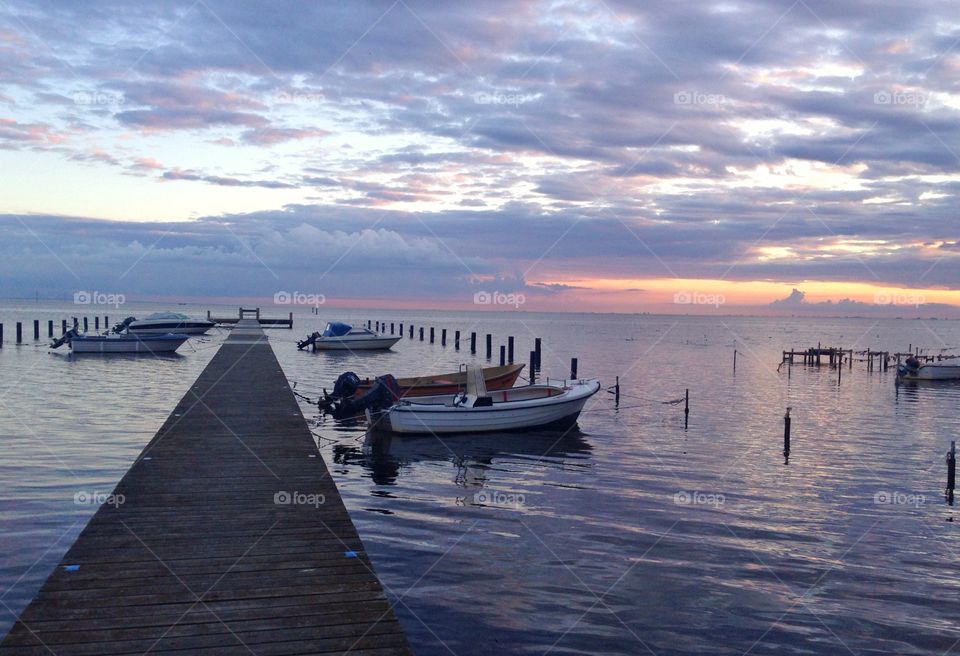 Jetty evening. Boats at The jetty