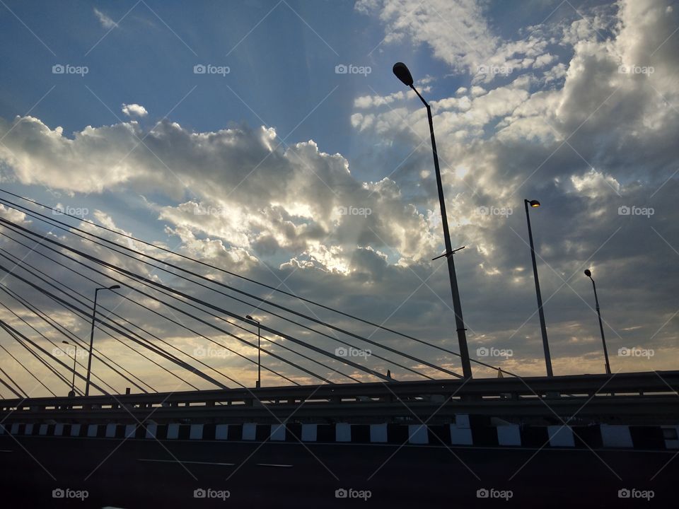 Bridge, Sky, City, Street, Transportation System