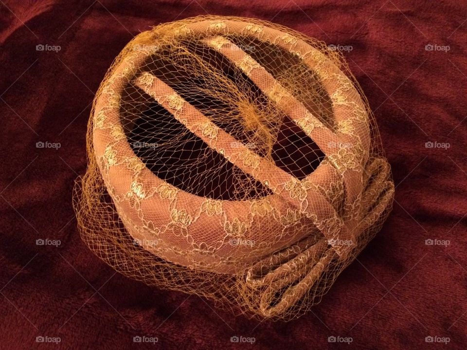 Antique mesh pillbox hat 