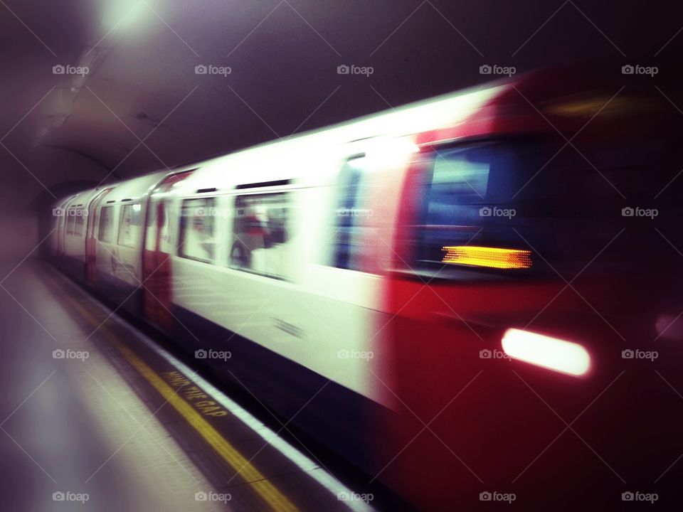 Train entering the underground station 