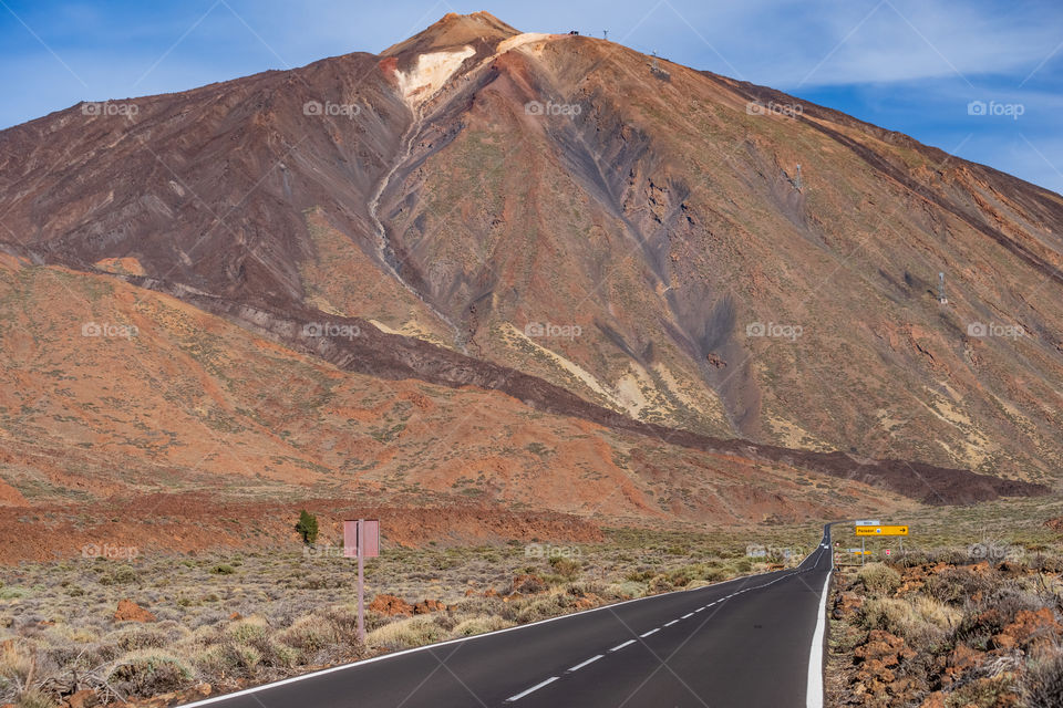The road along the Teide volcano on the Tenerife, Canary 
