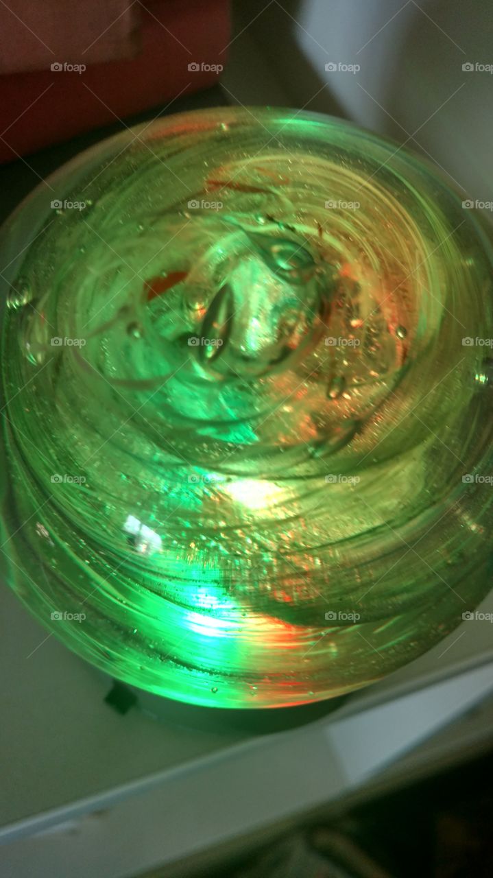 green glow paperweight glass