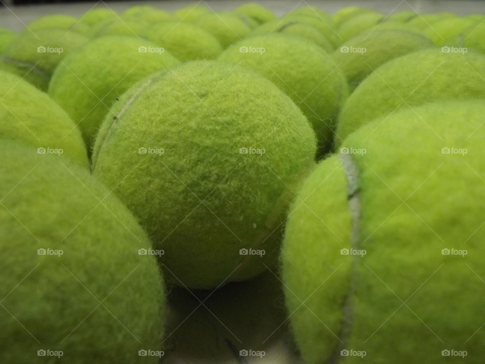 tennis balls close up
