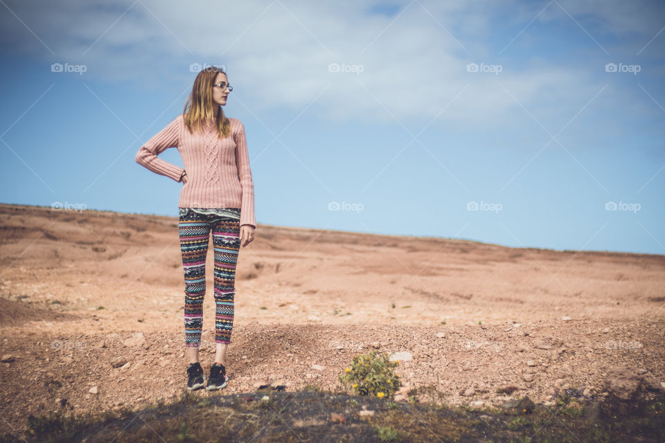 Girl alone in the desert