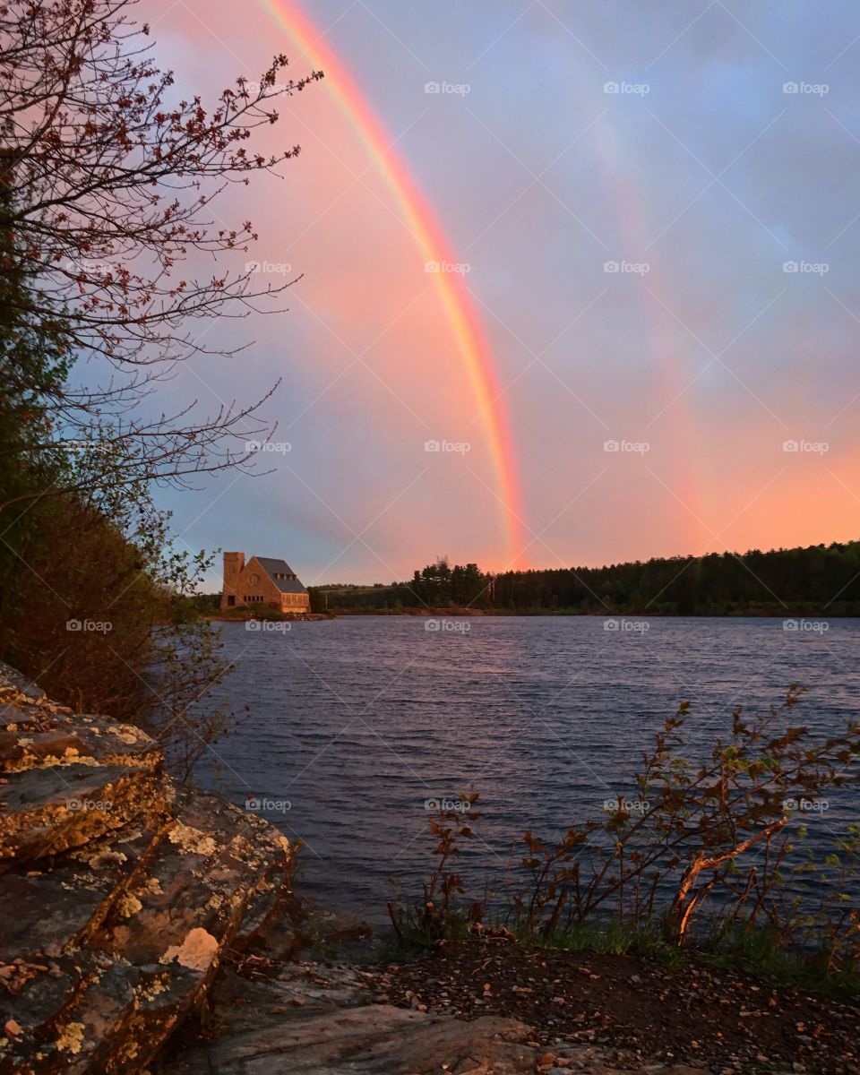 Rainbow by Stone Church in West Boylston Massachusetts
