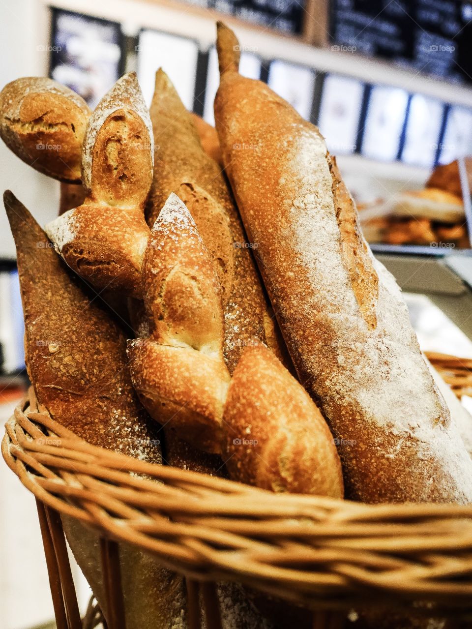 Fresh baked bread in a basket