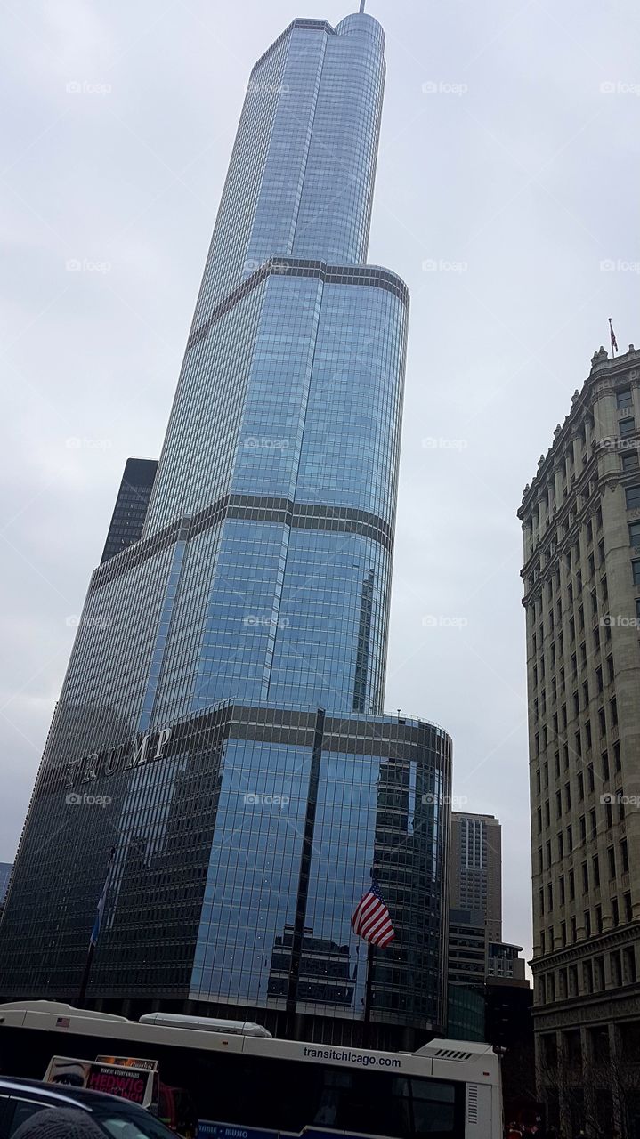 Trump International Hotel and Tower skyscraper in downtown Chicago.
