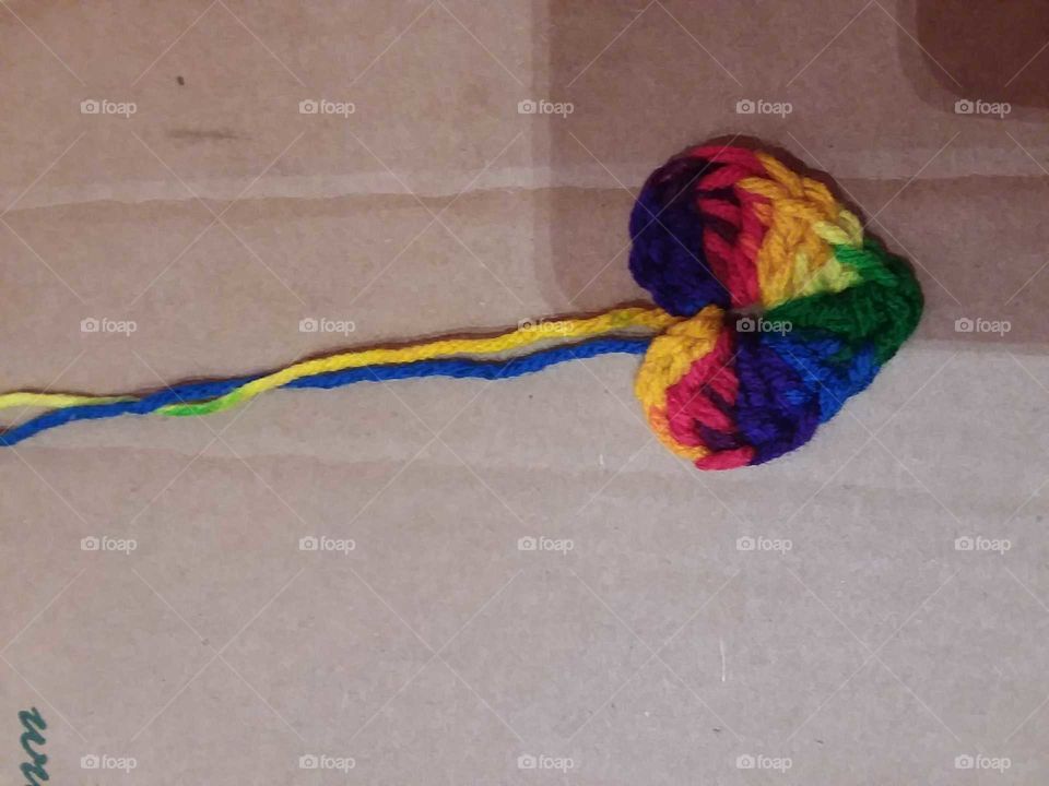 Handmade crochet rainbow heart necklace