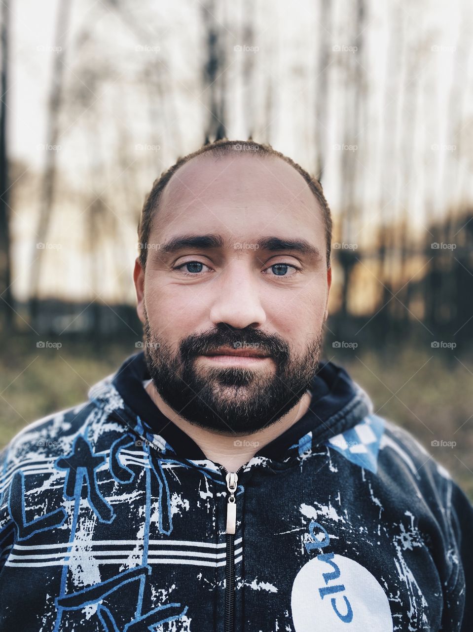 Beard man outdoors portrait