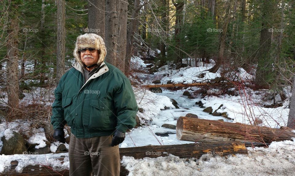 grandpa enjoying the snow