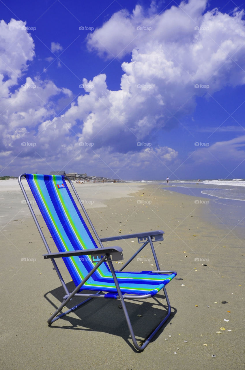 Beach chair. A summer day at the beach