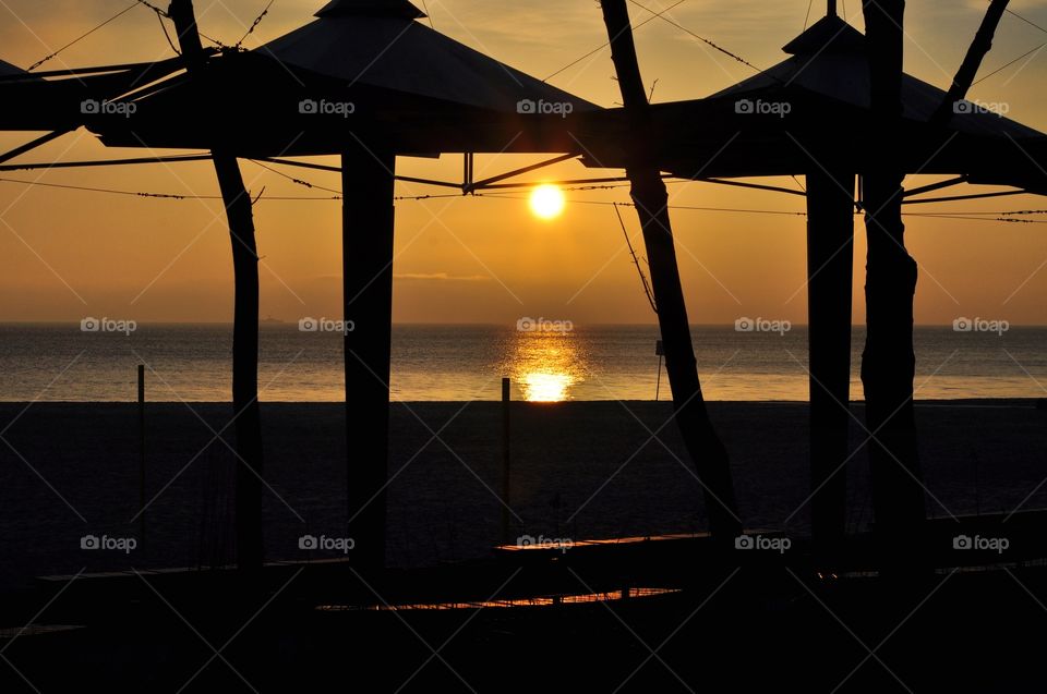 sunrise over the Baltic sea in Poland