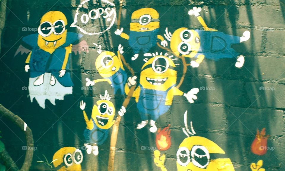 minion yellow cartoon character wall paint