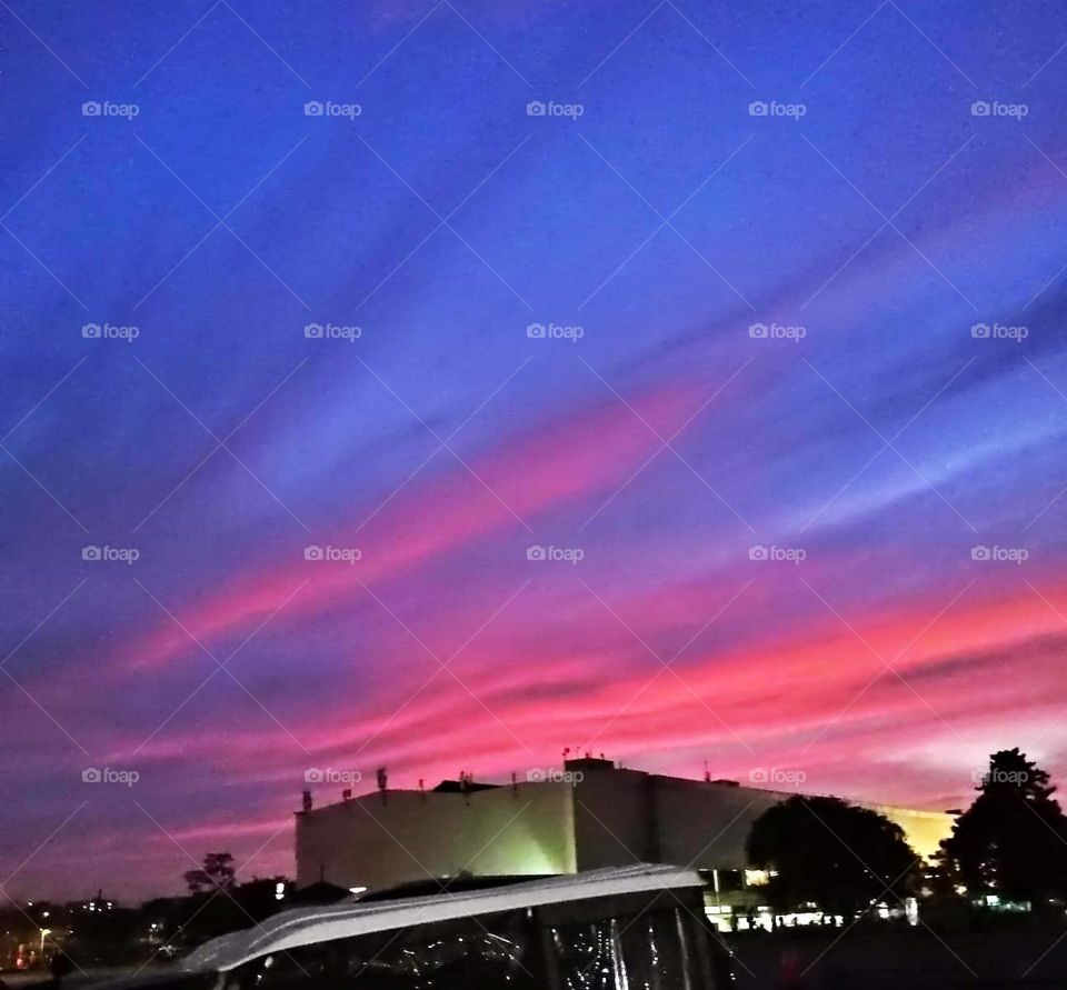 Twilight colors in the sky.