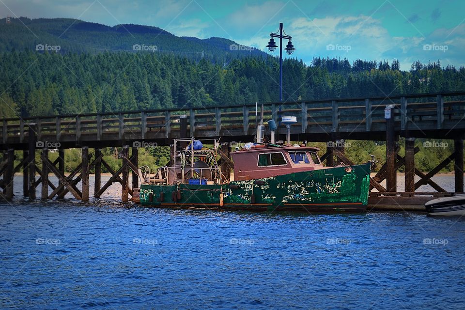 Old Commercial fishing boat, docked