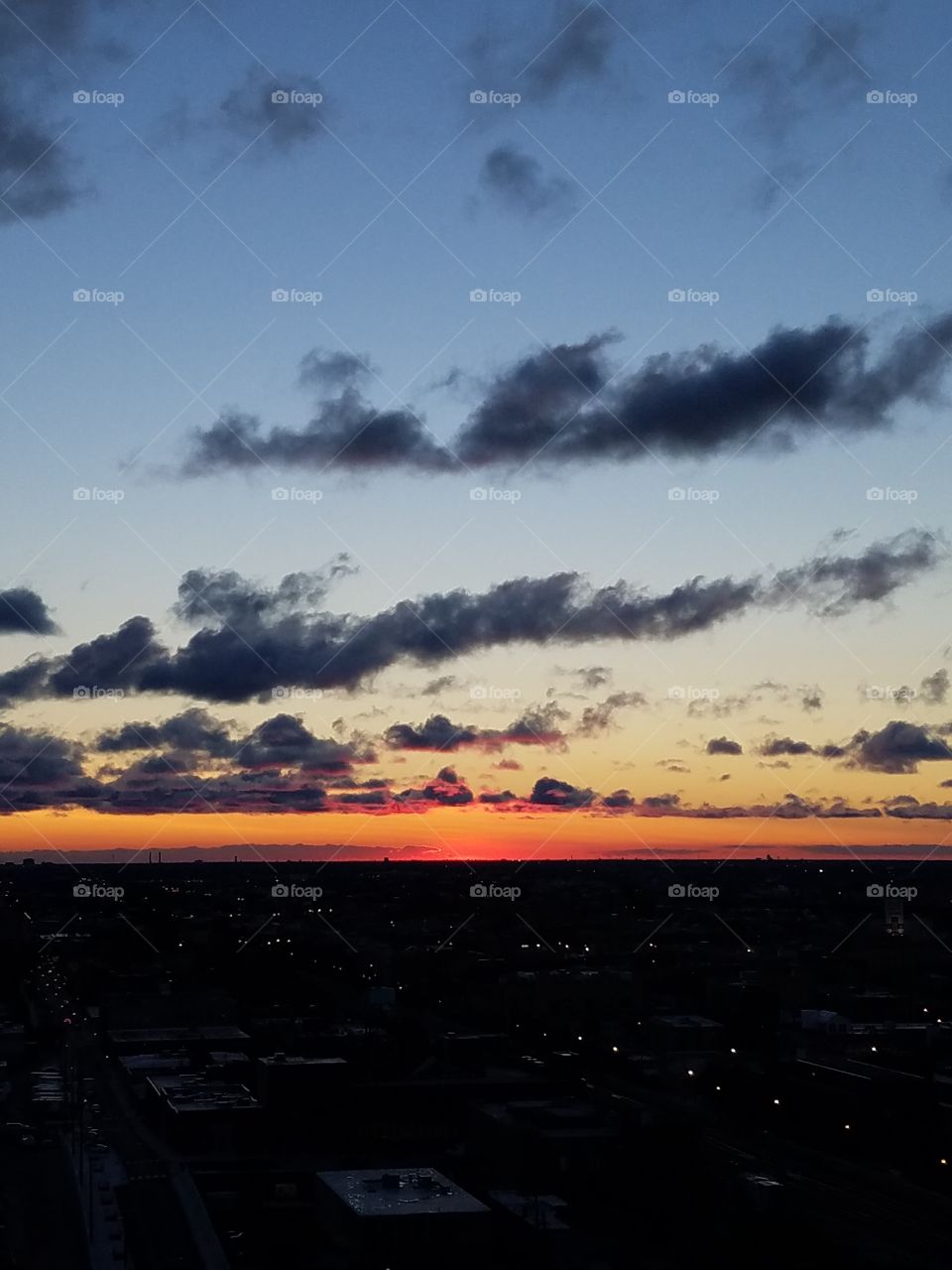 Chicago city sunset