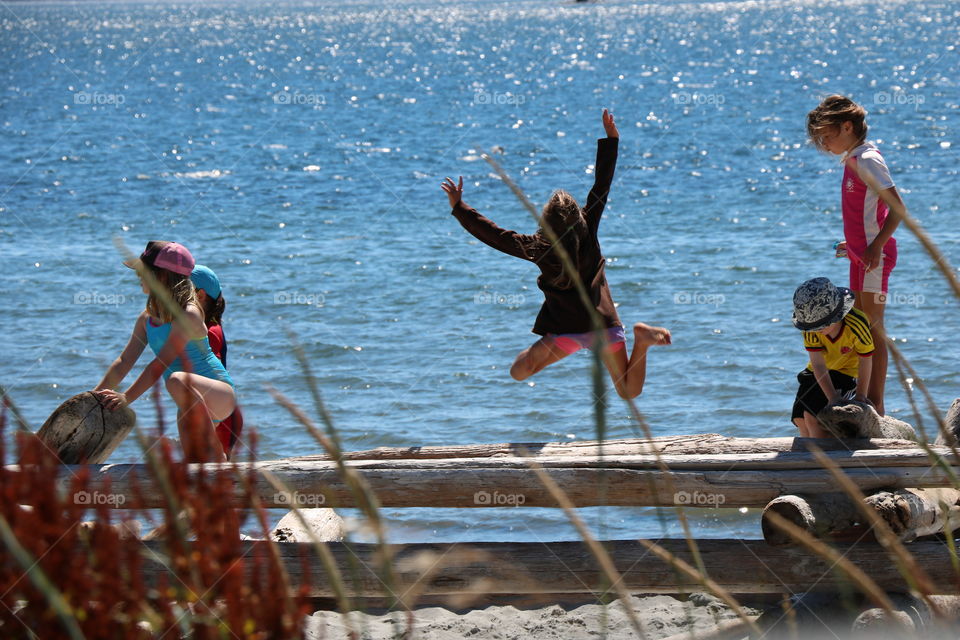 Kids playing on the beach