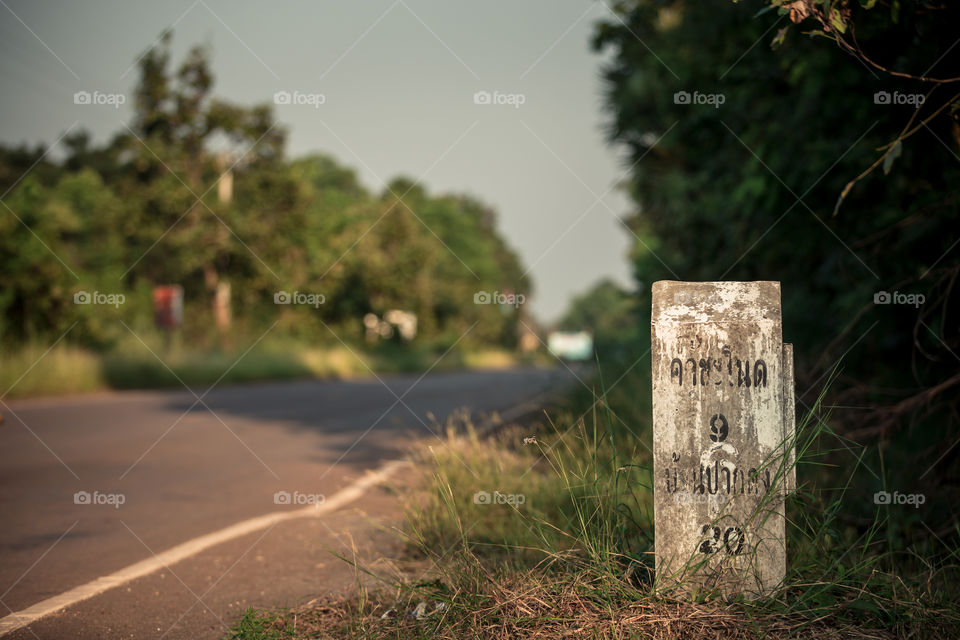 Distance scale on the road 