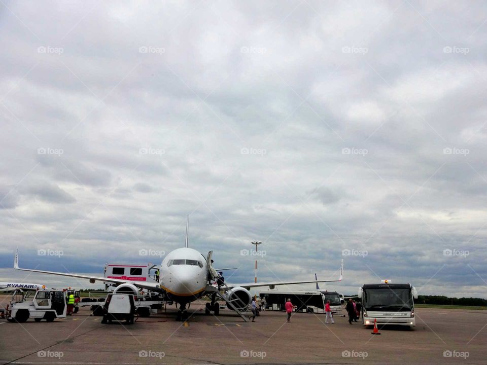 Plane at the airport after landing