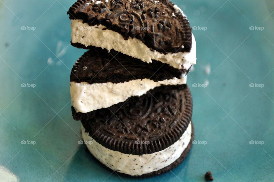 Oreo cookie ice cream sandwich