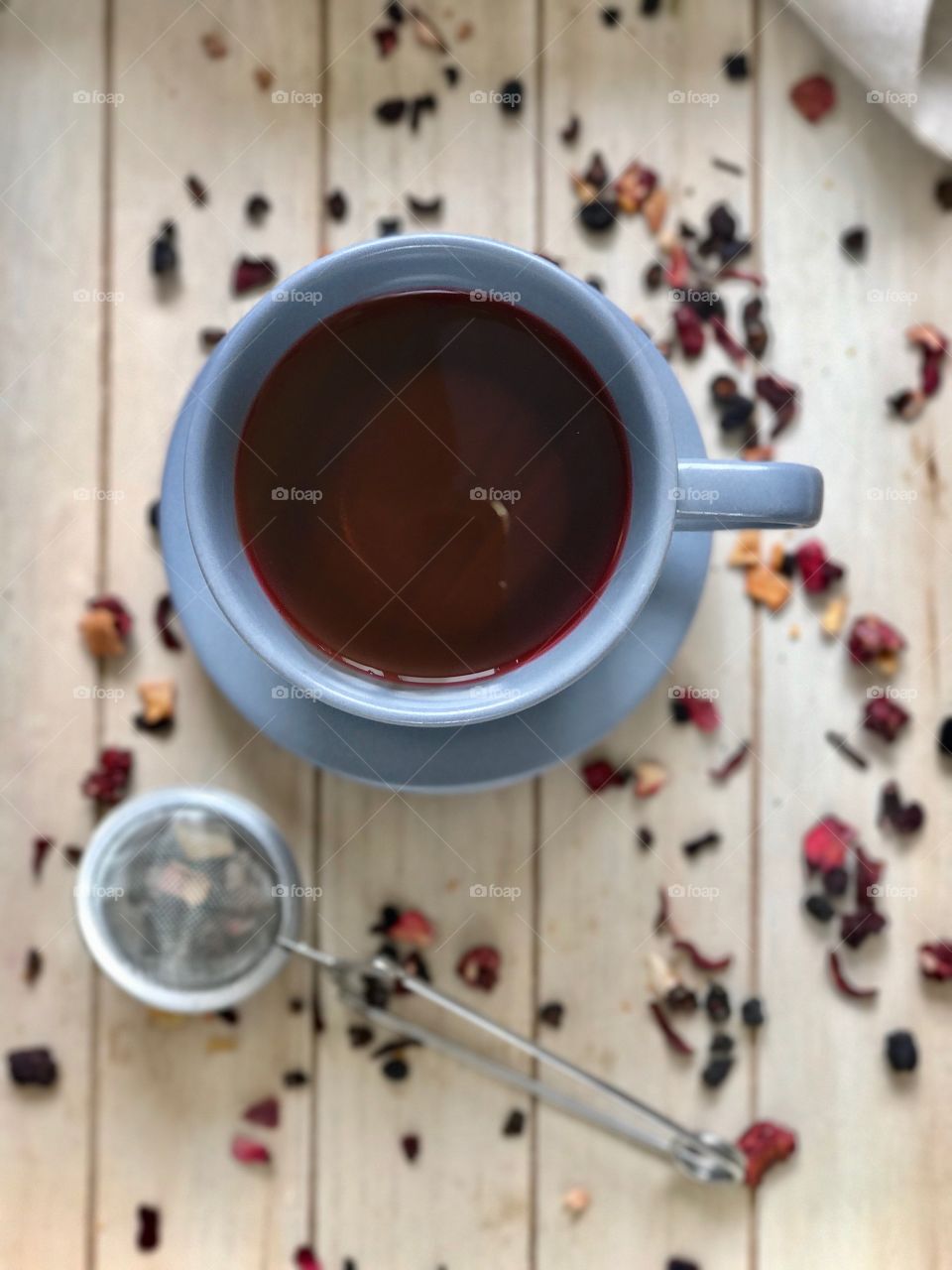 Healthy tea on wooden table