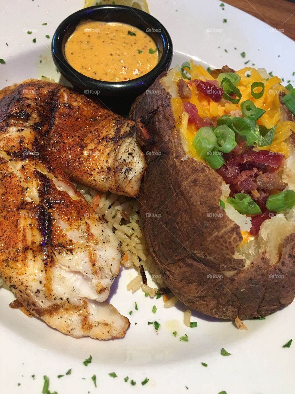 Grilled Tilapia and Baked Potato 